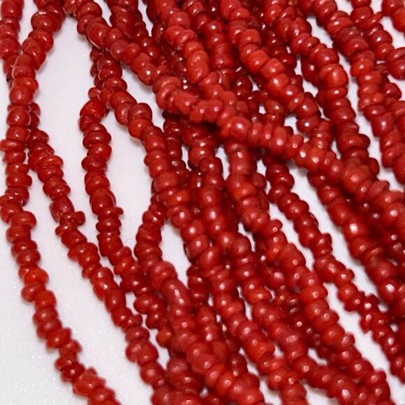 Vintage Coral Color Beaded Necklace With Ornate Metal Accents & Hook Clasp - Picture 8 of 11